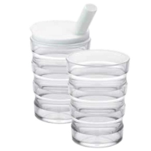 Grooved beaker set, transparent, with 2 lids