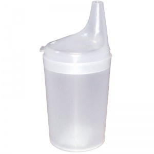 Graduated cup with high spout