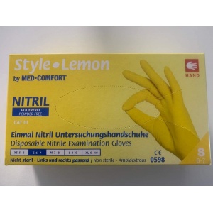 Nitrile gloves Style LEMON, yellow, non-powdered, size S N100