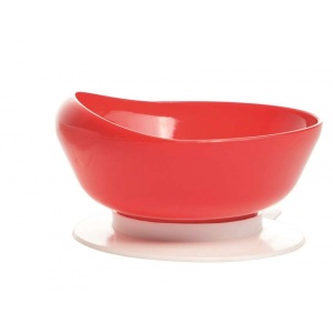 Soup bowl with raised rim and suction cup